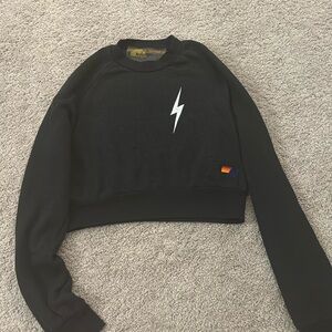 Grey Aviator Nation cropped sweatshirt